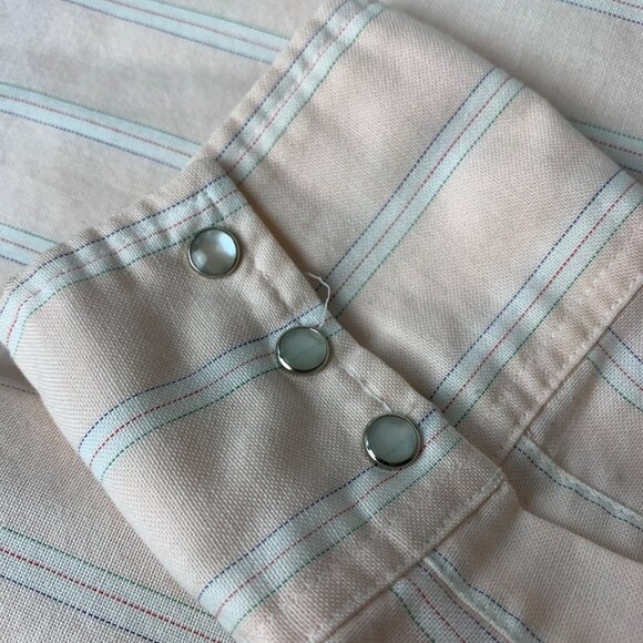 Rustler Mens Western Shirt X-Long Tails Size 16 32/33 pink Striped Snap - Picture 8 of 10